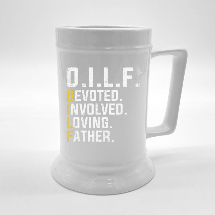 DILF Devoted Involved Loving Father D.I.L.F. Fathers Day Dad Front & Back Beer Stein