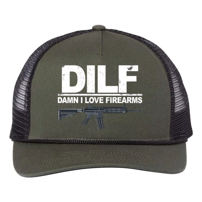 DILF Damn I Love Firearms Retro Rope Trucker Hat Cap