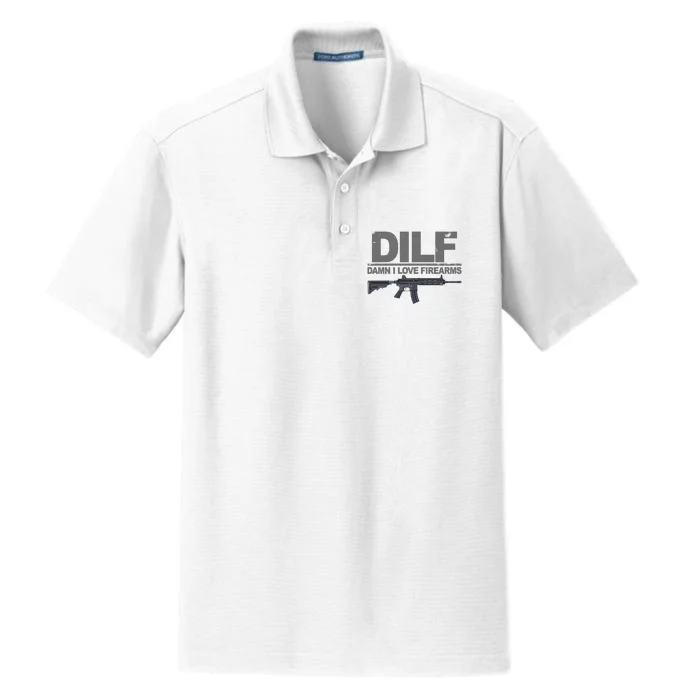 DILF Damn I Love Firearms Dry Zone Grid Performance Polo