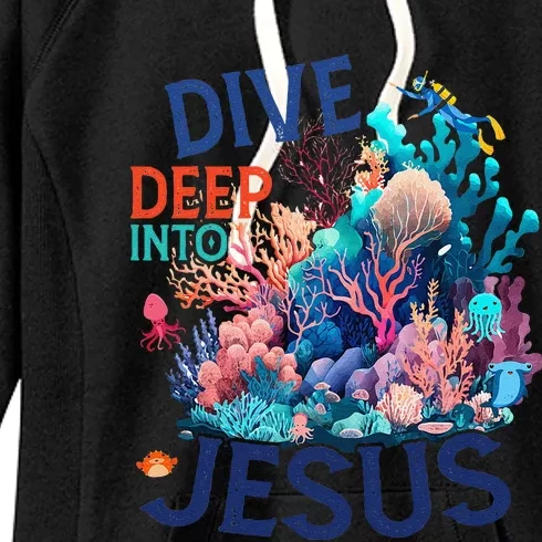 Dive Deep Into Jesus Vbs 2024 Scuba Diving Underwater Women's Fleece Hoodie