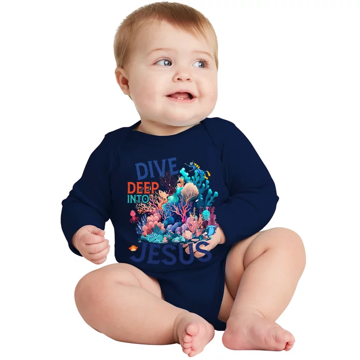 Dive Deep Into Jesus Vbs 2024 Scuba Diving Underwater Baby Long Sleeve Bodysuit