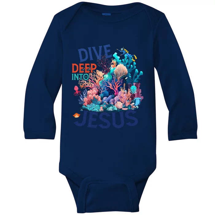 Dive Deep Into Jesus Vbs 2024 Scuba Diving Underwater Baby Long Sleeve Bodysuit