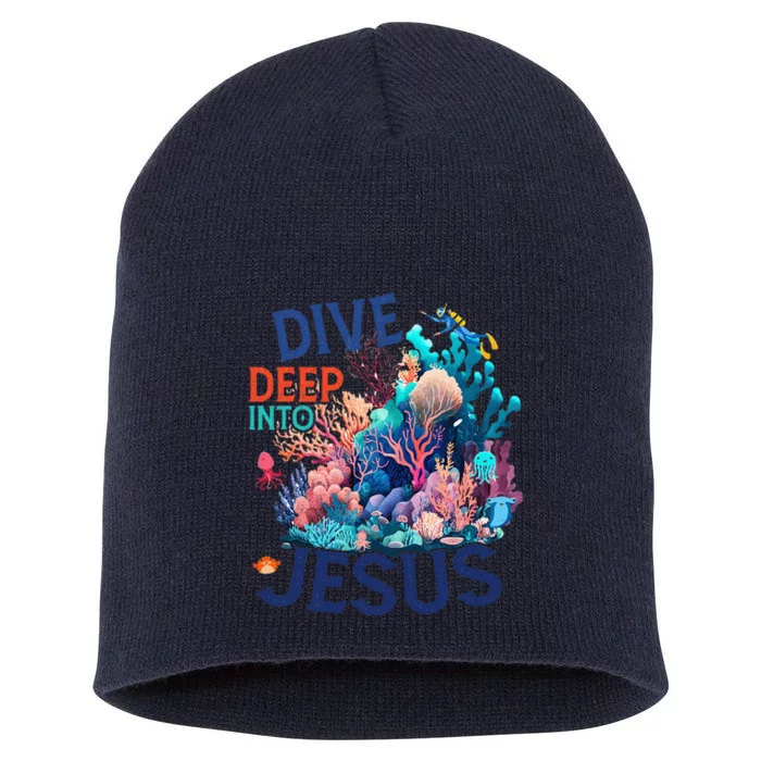 Dive Deep Into Jesus Vbs 2024 Scuba Diving Underwater Short Acrylic Beanie