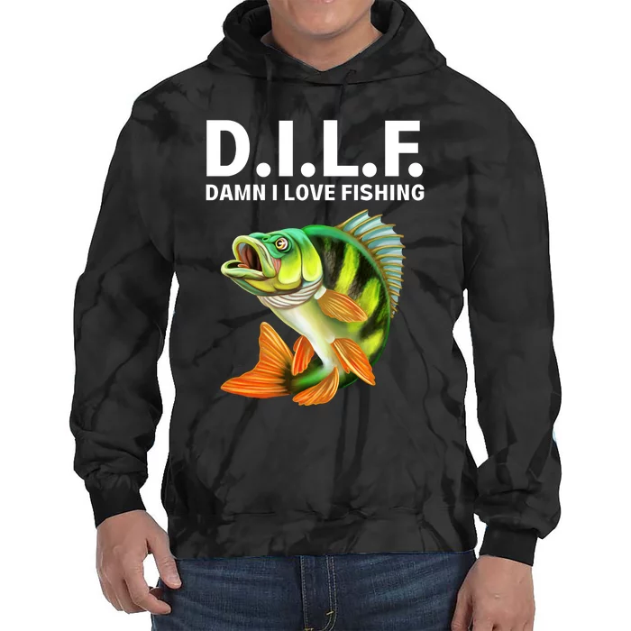 D.I.L.F. Damn I Love Fishing, Fishing Shirt Tie Dye Hoodie