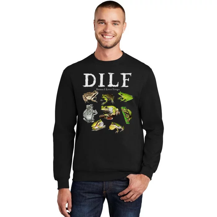 Dilf Damn I Love Frogs Frog Species Graphic Sweatshirt