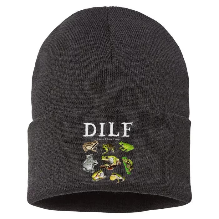 Dilf Damn I Love Frogs Frog Species Graphic Sustainable Knit Beanie