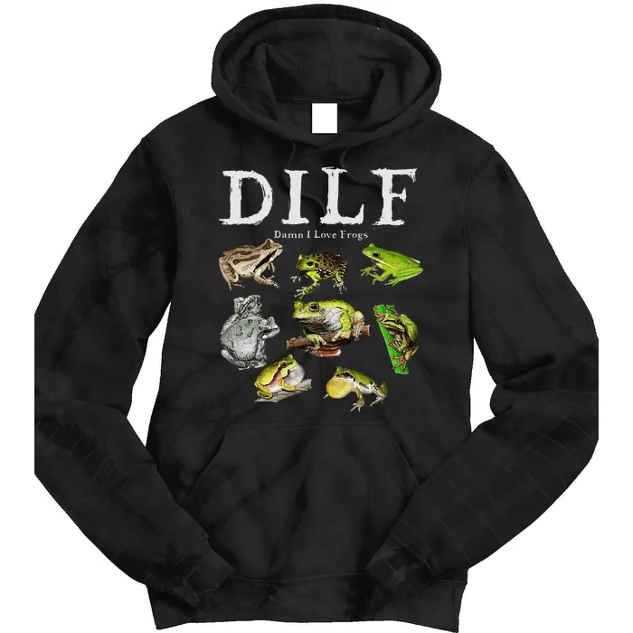 Dilf Damn I Love Frogs Frog Species Graphic Tie Dye Hoodie