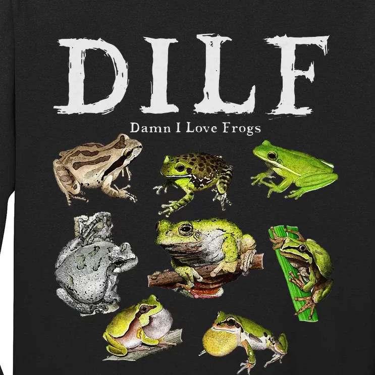 Dilf Damn I Love Frogs Frog Species Graphic Long Sleeve Shirt