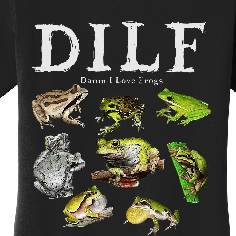 Dilf Damn I Love Frogs Frog Species Graphic Women's T-Shirt