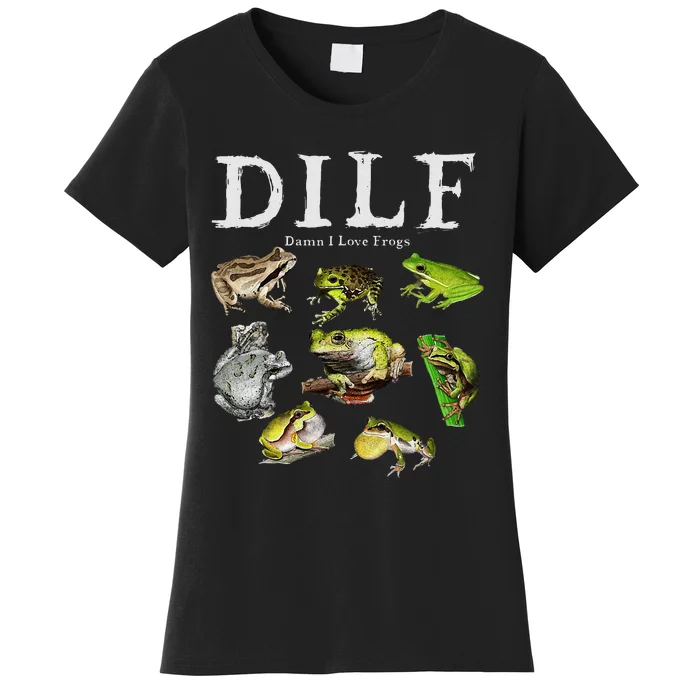 Dilf Damn I Love Frogs Frog Species Graphic Women's T-Shirt