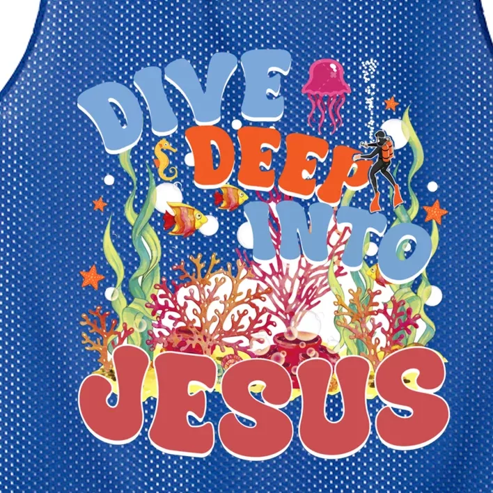 Dive Deep Into Jesus Scuba Vbs 2024 Christian Camp Gift Mesh Reversible Basketball Jersey Tank