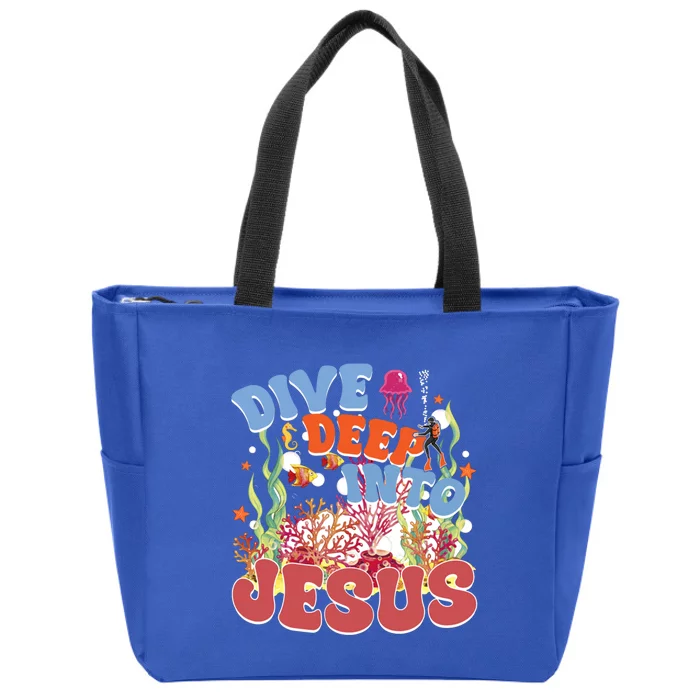 Dive Deep Into Jesus Scuba Vbs 2024 Christian Camp Gift Zip Tote Bag