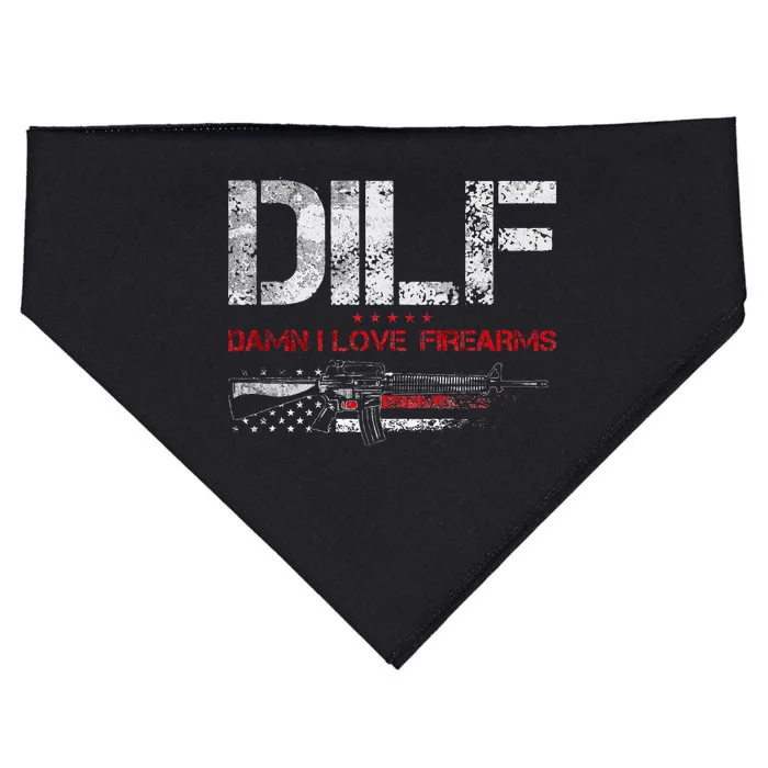 DILF Damn I Love Firearms Vintage Gun American Flag USA-Made Doggie Bandana