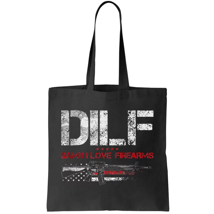 DILF Damn I Love Firearms Vintage Gun American Flag Tote Bag