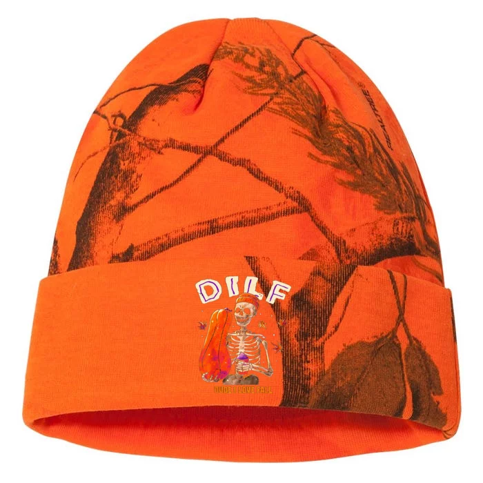 Dilf Dude I Love Fall Skeleton Pumpkin Halloween Customs Kati - 12in Camo Beanie