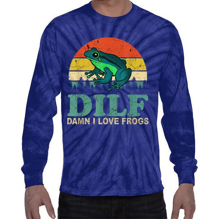 DILF Damn I Love Frogs Tie-Dye Long Sleeve Shirt