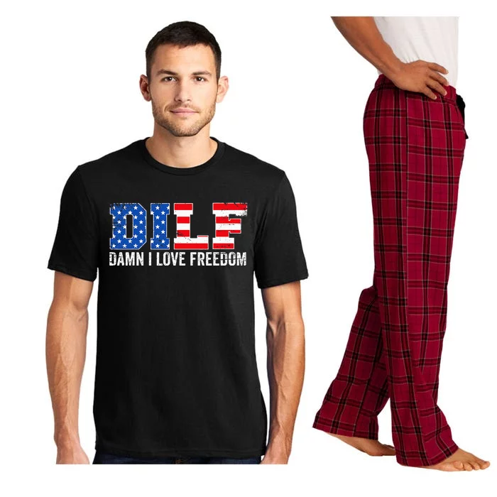 Dilf Damn I Love Freedom Funny Patriotic Pajama Set