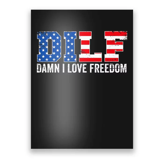 Dilf Damn I Love Freedom Funny Patriotic Poster