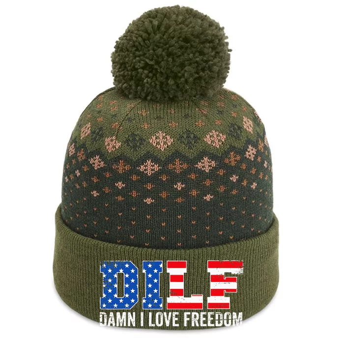 Dilf Damn I Love Freedom Funny Patriotic The Baniff Cuffed Pom Beanie