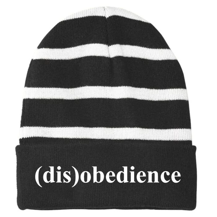 (Dis)Obedience Striped Beanie with Solid Band