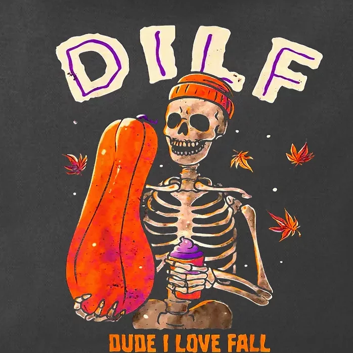 Dilf Dude I Love Fall Skeleton Pumpkin Halloween Customs Zip Tote Bag