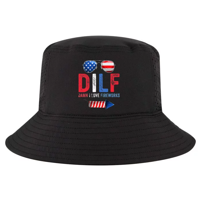 DILF Damn I Love Fireworks Funny American 4th Of July Men Cool Comfort Performance Bucket Hat