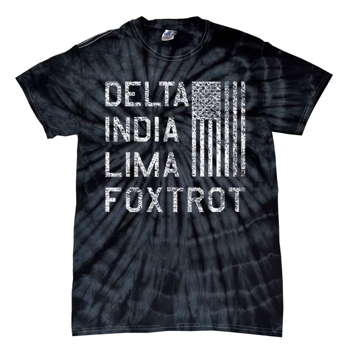 DILF DELTA INDIA LIMA FOXTROT US FLAG AMERICAN PATRIOT Tie-Dye T-Shirt