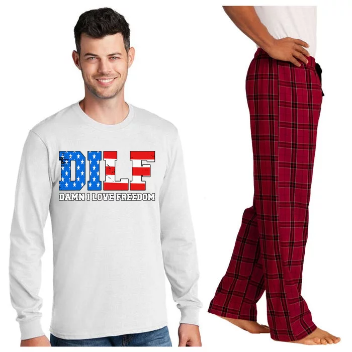 Dilf Damn I Love Freedom Long Sleeve Pajama Set