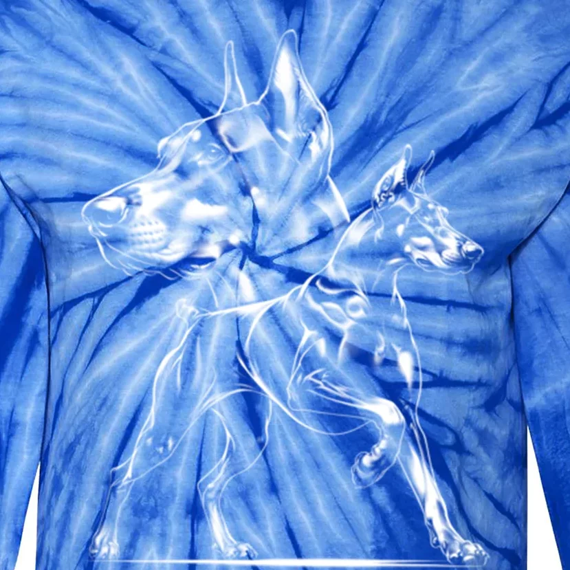 Dober Dog In Proud Pose In Cool Style On Chest Cool Gift Tie-Dye Long Sleeve Shirt