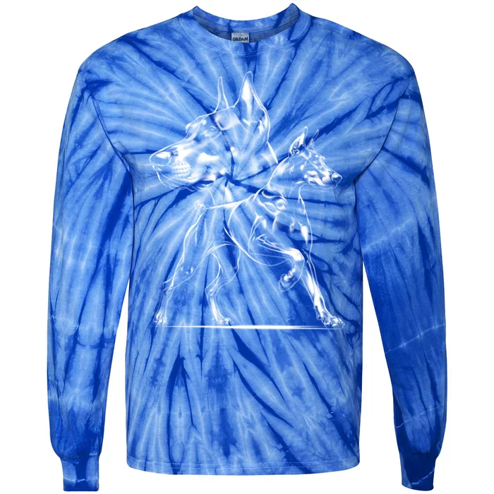 Dober Dog In Proud Pose In Cool Style On Chest Cool Gift Tie-Dye Long Sleeve Shirt