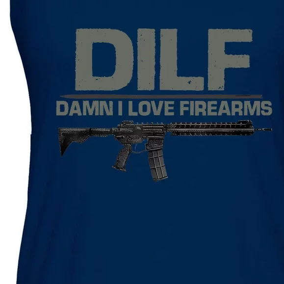 DILF Damn I Love Firearms Funny Ladies Essential Flowy Tank