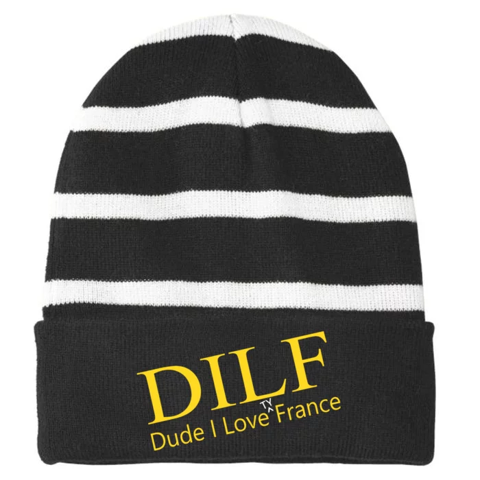 Dilf Dude I Love Ty France Striped Beanie with Solid Band