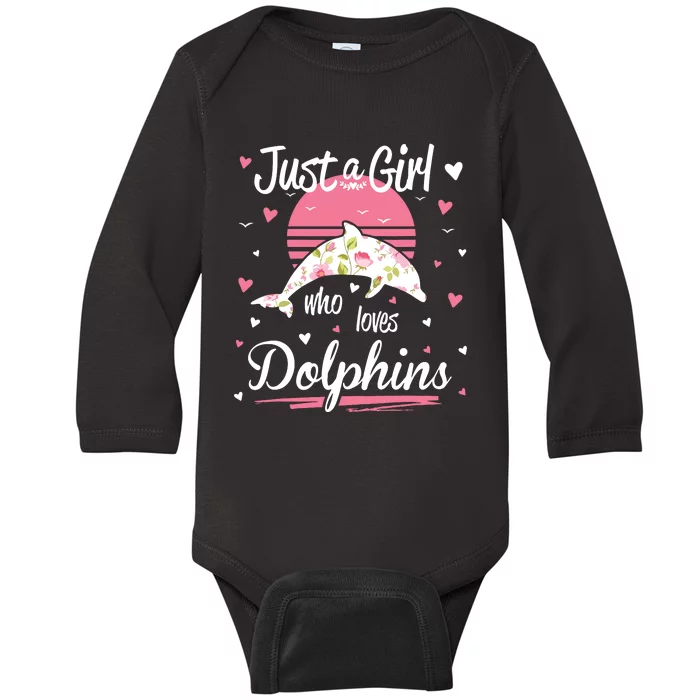 Dolphin Design, Just A Who Loves Dolphins Baby Long Sleeve Bodysuit