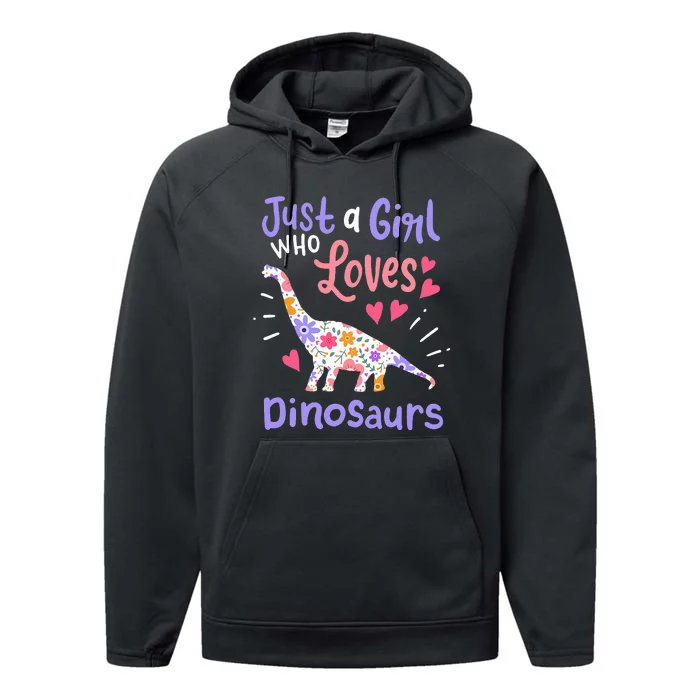 Dinosaur Dino Just a Who Loves Dinosaurs Performance Fleece Hoodie