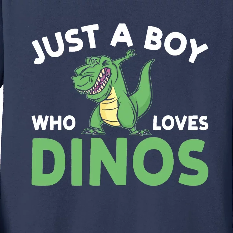 Dinosaur Dino Just A Boy Who Loves Dinos Kids Long Sleeve Shirt