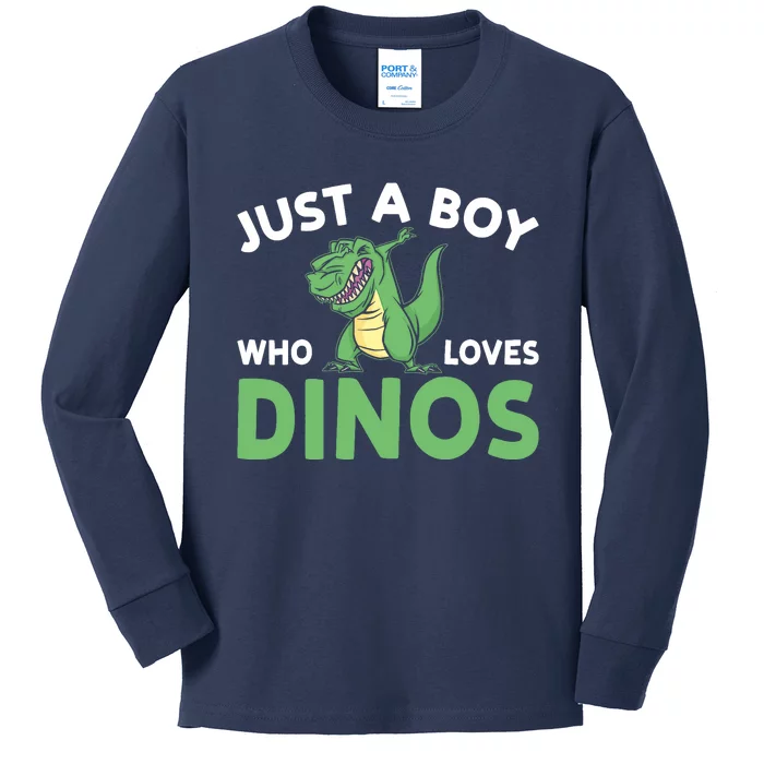 Dinosaur Dino Just A Boy Who Loves Dinos Kids Long Sleeve Shirt