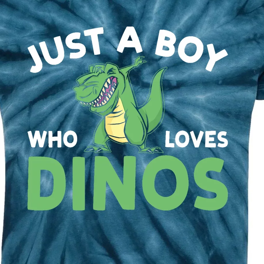 Dinosaur Dino Just A Boy Who Loves Dinos Kids Tie-Dye T-Shirt