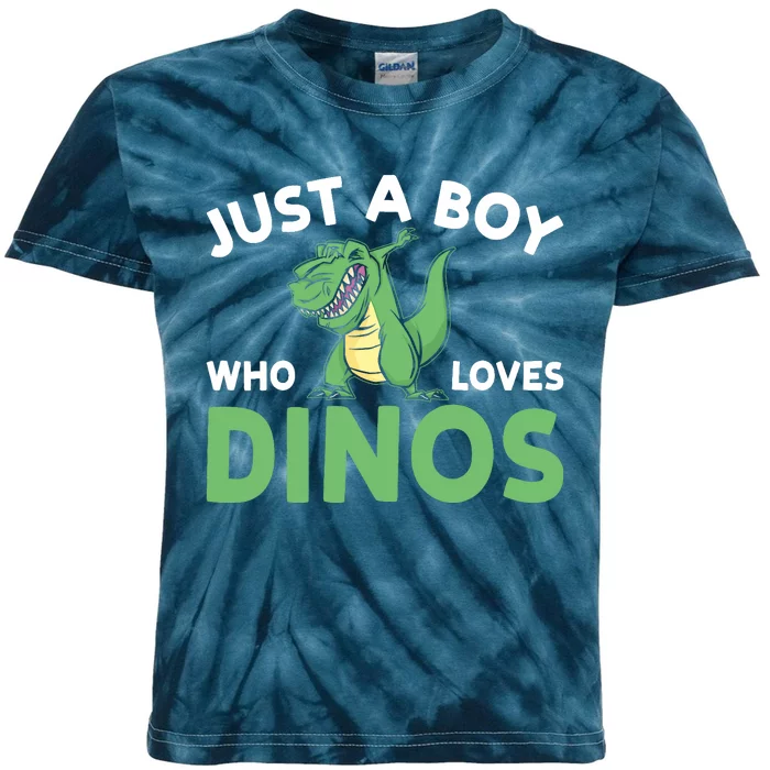 Dinosaur Dino Just A Boy Who Loves Dinos Kids Tie-Dye T-Shirt