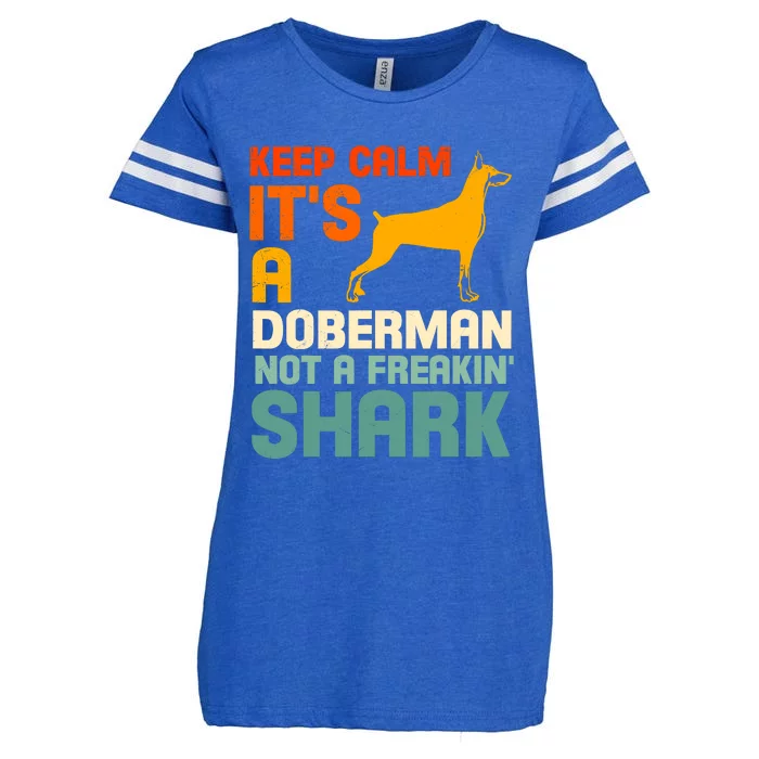 Doberman Dog Keep Calm ItS A Doberman Not A Shark Enza Ladies Jersey Football T-Shirt