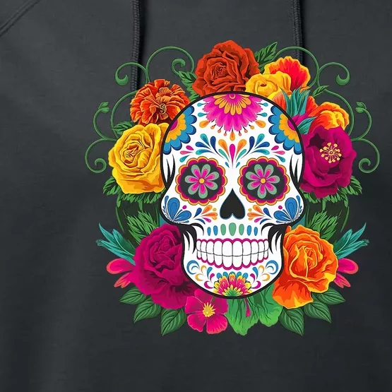 Dia De Los Muertos Costume Day Of The Dead Sugar Skull Performance Fleece Hoodie