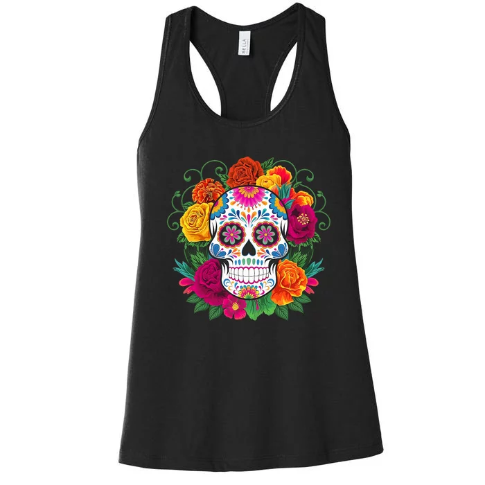 Dia De Los Muertos Costume Day Of The Dead Sugar Skull Women's Racerback Tank