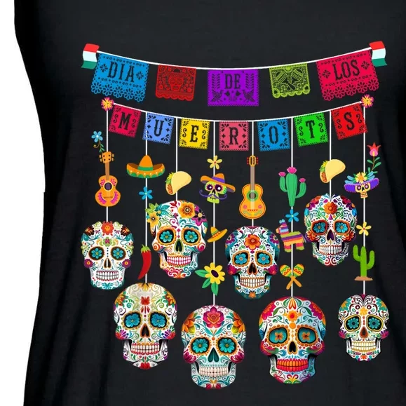 Dia De Los Muertos Funny Day Of The Dead Hanging Skulls Ladies Essential Flowy Tank