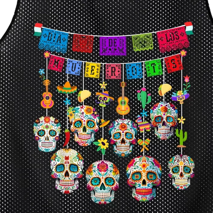 Dia De Los Muertos Funny Day Of The Dead Hanging Skulls Mesh Reversible Basketball Jersey Tank