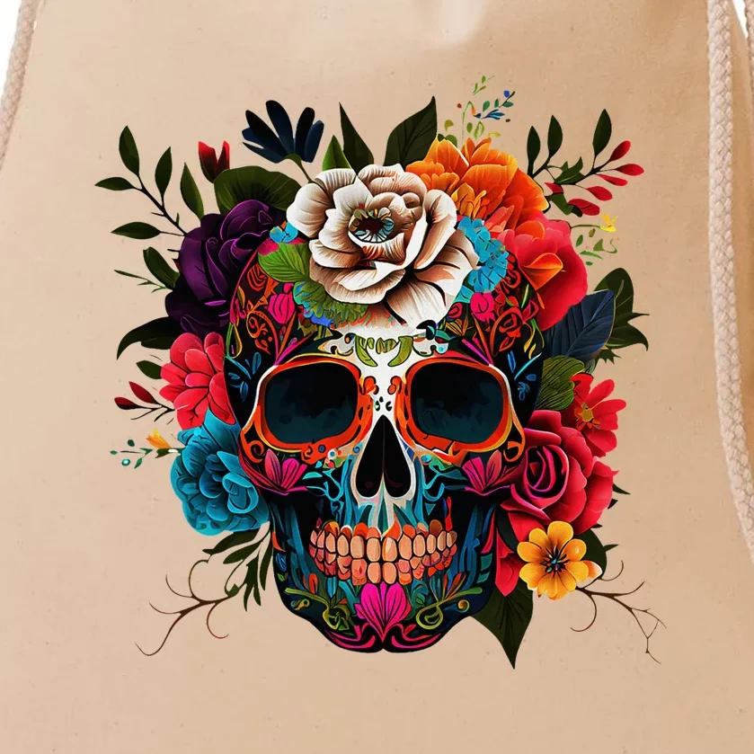 Dia De Los Muertos Costume Day Of Dead Sugar Skull Drawstring Bag