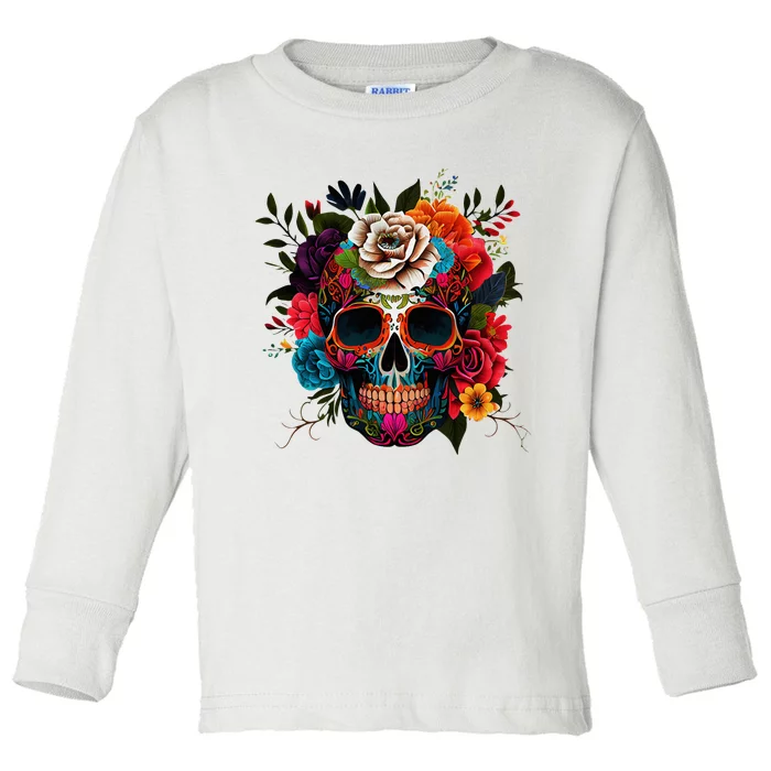 Dia De Los Muertos Costume Day Of Dead Sugar Skull Toddler Long Sleeve Shirt