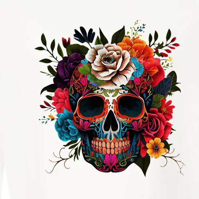 Dia De Los Muertos Costume Day Of Dead Sugar Skull Cropped Pullover Crew