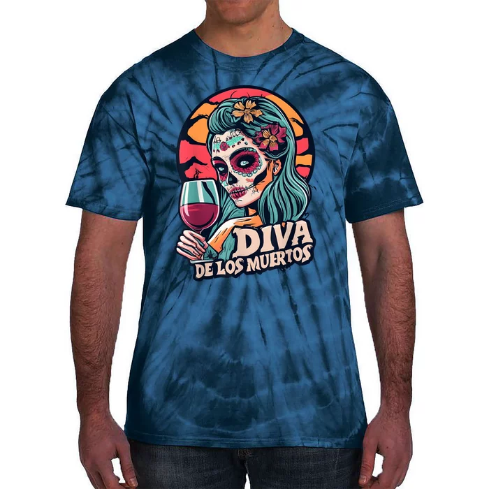 Diva De Los Muertos Skeleton Halloween Party Tie-Dye T-Shirt