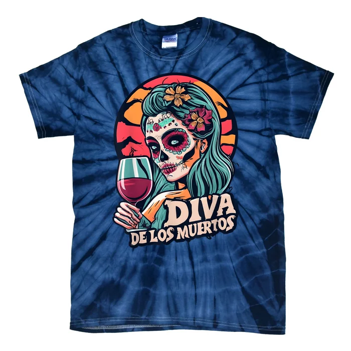 Diva De Los Muertos Skeleton Halloween Party Tie-Dye T-Shirt