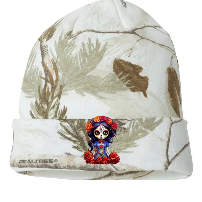 Dia De Los Muertos La Catrina Day Of The Dead Kati - 12in Camo Beanie