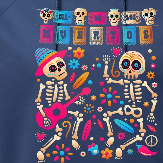 Dia De los Muertos Day of the Dead Mexican Skeleton Dancing Performance Fleece Hoodie